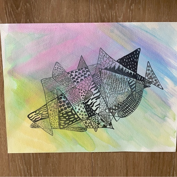 Abstract Fish | Watercolor and Ink - Picture 3 of 3